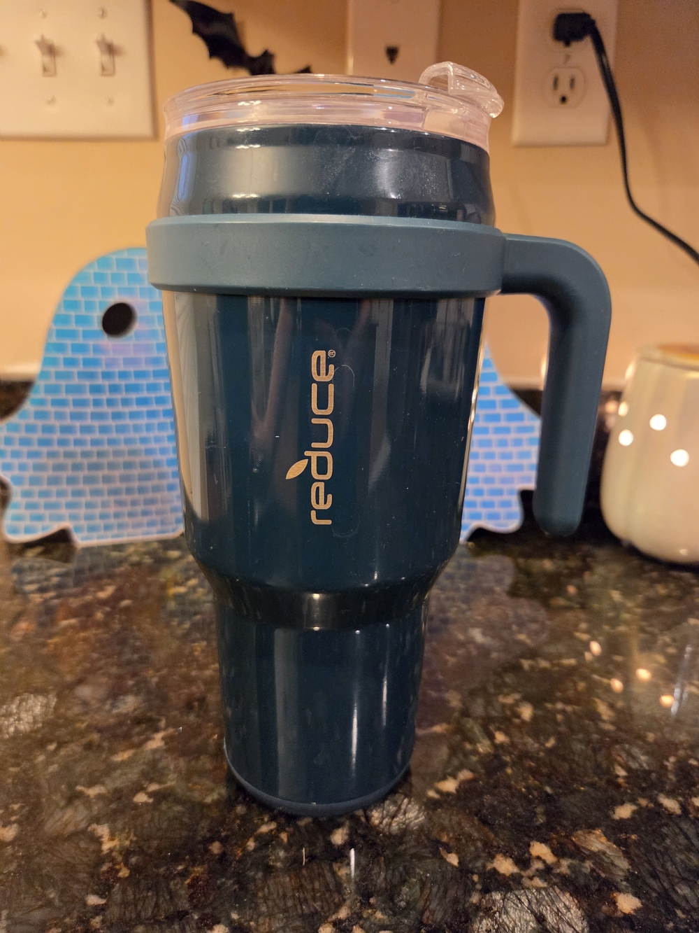 Reduce Teal Insulated Travel Tumbler Mug with Handle